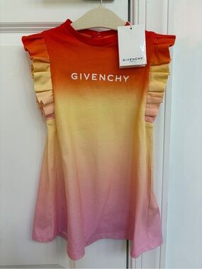 Givenchy Ombre Logo Tank Dress in Pink-Orange-Yellow Size 2T NWT